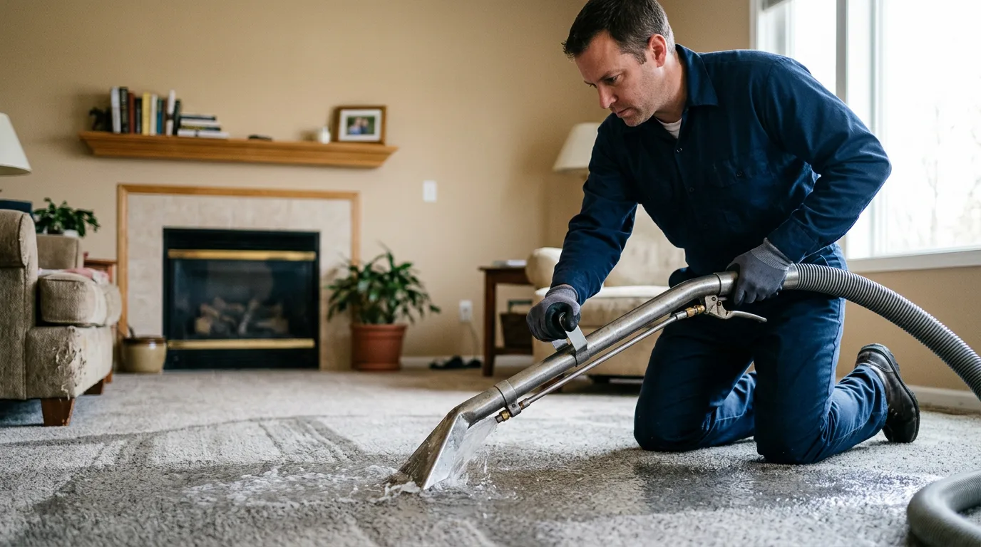 Water damage restoration technician working near Belmont, OH